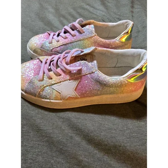 Lola + The Boys Glitter Star Ombre Sneakers Size UK34 Fits Like A 1.5/2 Rainbow - Picture 4 of 7